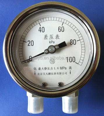 Double-strength Glass Window Stainless Steel Differential Pressure Gauge for Industrial