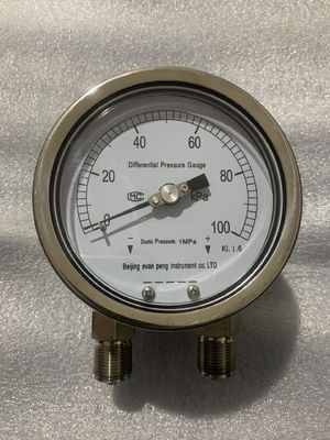 Double-strength Glass Window Stainless Steel Differential Pressure Gauge for Industrial